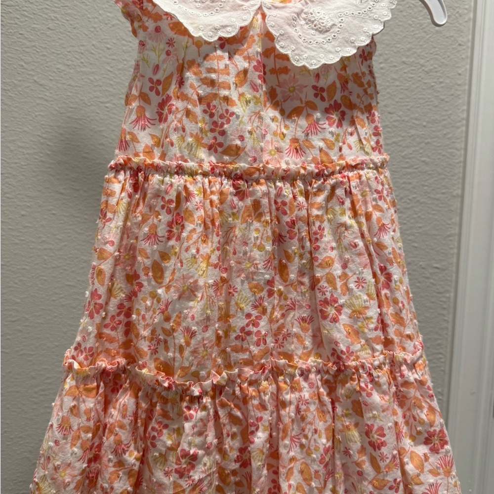 Shabby Chic Pink and Orange Floral Kids Dress